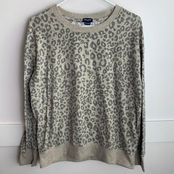 Splendid Light Brown Leopard Print Long Sleeve Pullover - Picture 2 of 5